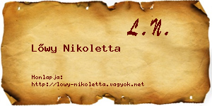 Lőwy Nikoletta névjegykártya
